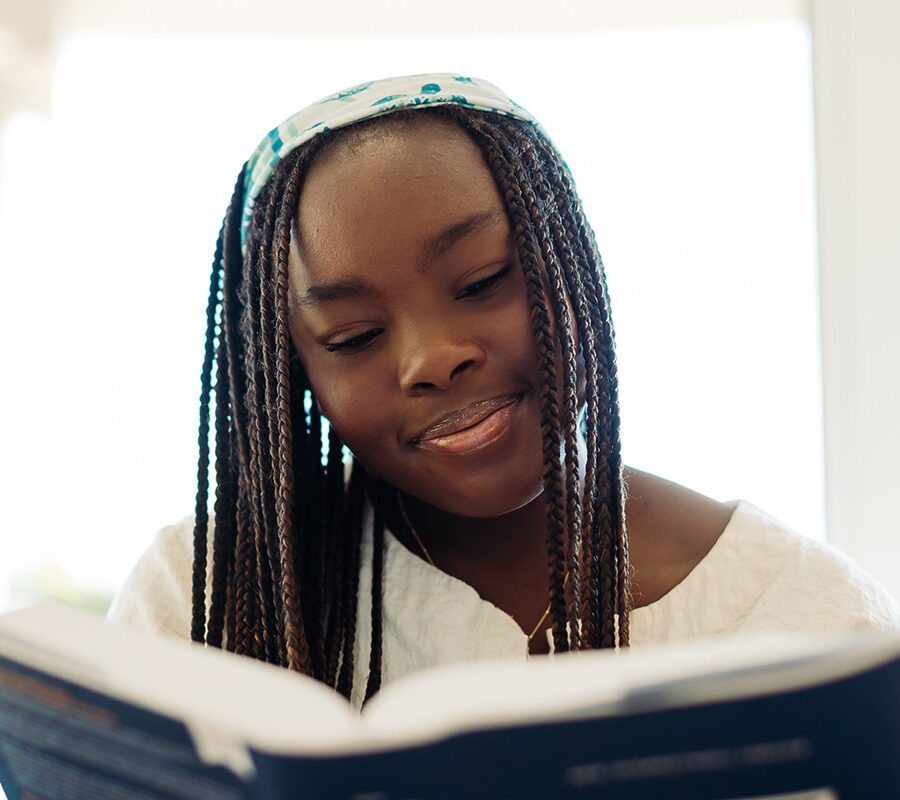 an english major reading a book