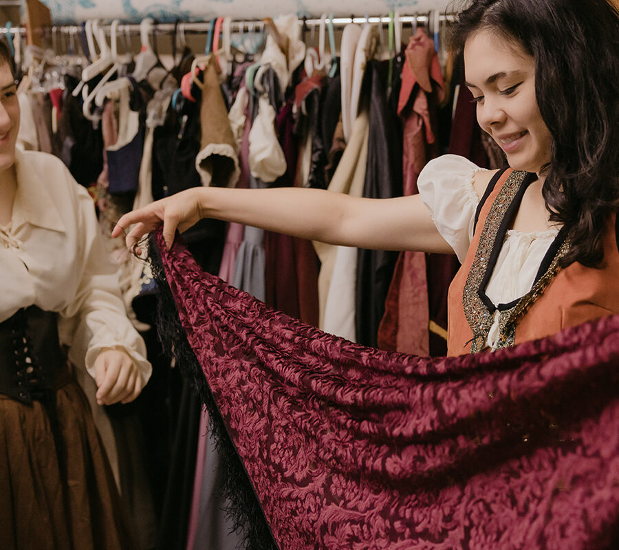 students from the Bachelor of Fine Arts in theatre getting dressed for a performance