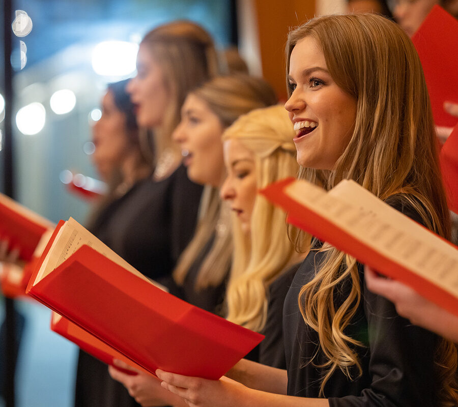 voice performance students singing in a choir