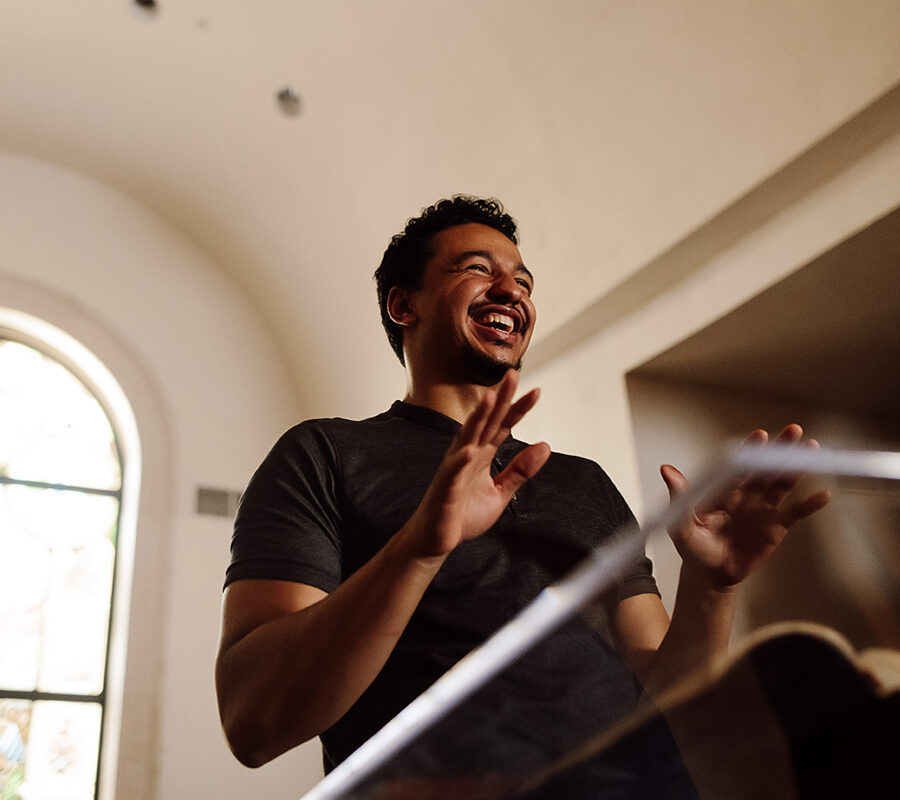a student from the major in ministry leadership studies preaches in chapel